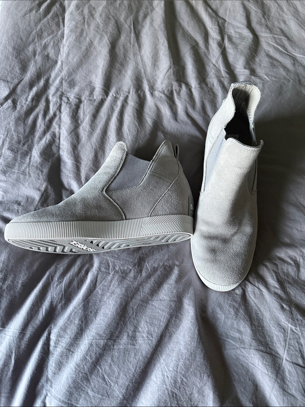 Sorel Men's Slip-On Suede High-Top Loafers in Light Gray